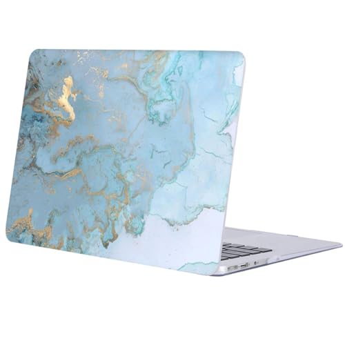 FFBOFFC Laptop Hard Case for MacBook Air 13 inch Case 2017 2016 2015 2014 2013 2012 2011 2010 Release Model A1466 A1369, 13 inch Slim Plastic Cover for MacBook Air, Light Blue Wave