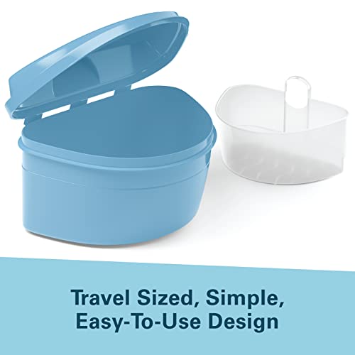 Denture Bath Case and Retainer Case FSA HSA Approved Denture Bath Cup for Invisalign Retainers Mouthguards Dentures Cleaner Kit with Strainer Spill-Free Portable Retainer Cleaner Case by M3 Naturals