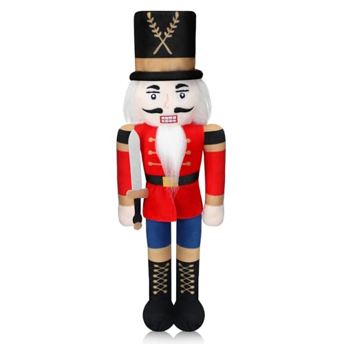 Lunmon 12 Inch Black Nutcracker Stuffed Plush Doll African American Nutcracker Christmas Decor for Christmas Xmas Holiday Gifts Home Office Table...