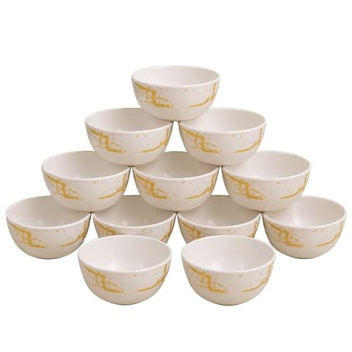 Image of Ariya 4.5 Inch Melamine Greek Bowls Pure Ivory Collection Set of 12