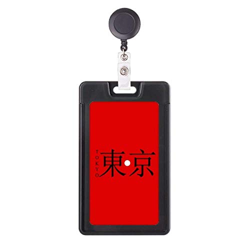 Porte-badge rétractable Tokyo soleil rouge avec fente pour carte d'accès de bureau