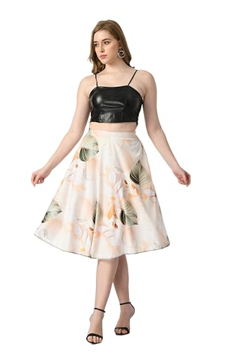 Image of VAGISHA Blooming Below Knee | Middi Printed A-line Skirt for Women's /Girl's |100% Polyblend | Soft & Breathable Fabric | Elastic Band | Casual Wear |M-XXXL|28 inch-36 inch inches
