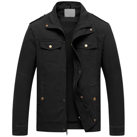 Pursky Men's Casual Hooded Military Jacket Cover