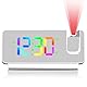BYZESTY Wecker Digital mit Projektion, Projektionswecker 180 °, Digitaler Wecker mit Temperatur, Datum, 12/24HR, USB Aufladbarer, Projektionsuhr für Schlafzimmer (weiß)