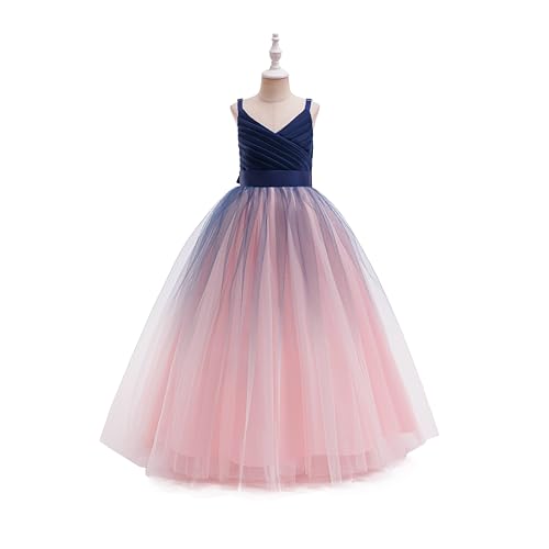 Image of Glamulice Flower Girls Spaghetti Strap Tulle Dress Long A Line Wedding Pageant Dresses Princess Birthday Party Ball Gown