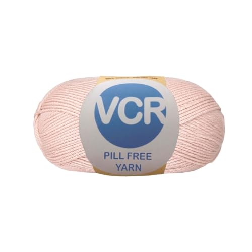 Image of VCR Cream Pink Yarn, Pill-Free Soft Knitting Yarn, 100 Grams Hank, 263 Meters Length, Low-Pill Acrylic Yarn, Soft Crosia Threads, Pack of 1, Suitable for Beanies, Caps and Gloves