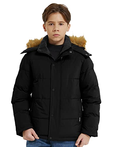 wantdo Big Kids Boy's Winter Puffer Jacket Black 10-12 and Lightweight Puffer Jacket Outerwear Gray4