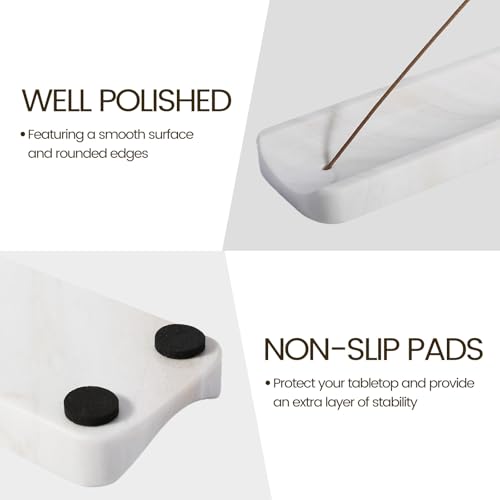 Koville Marble Incense Holder, Incense Holder for Sticks, Incense Sticks Holder Ash Catcher for Meditation Yoga SPA, Natural Stone Incense Burner, Home Table Decor (White)