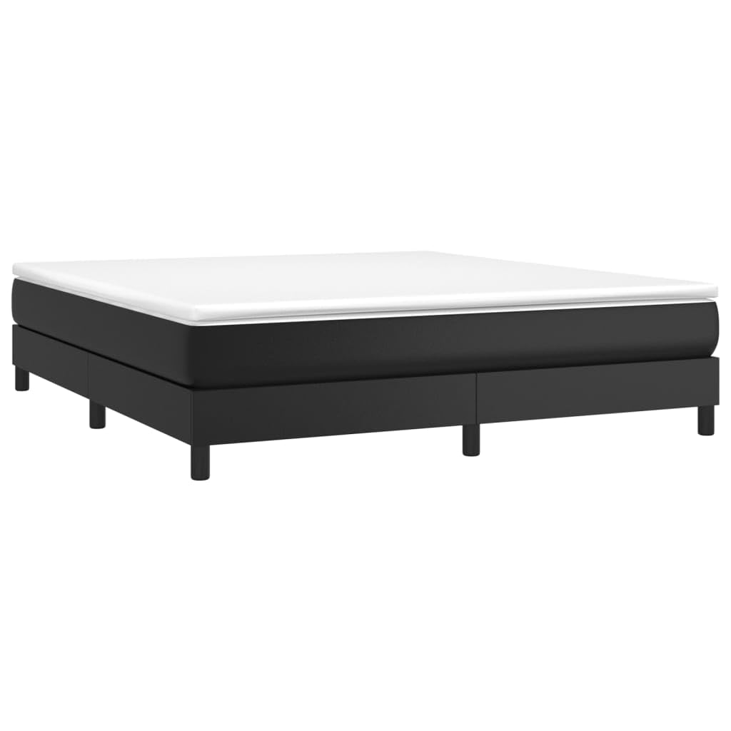 vidaXL Cadre de lit à Lattes, Lit Rembourré, Lit Double avec Sommier à Lattes, Lit Adulte de Chambre à Coucher, Moderne, Noir 180x200 cm Similicuir
