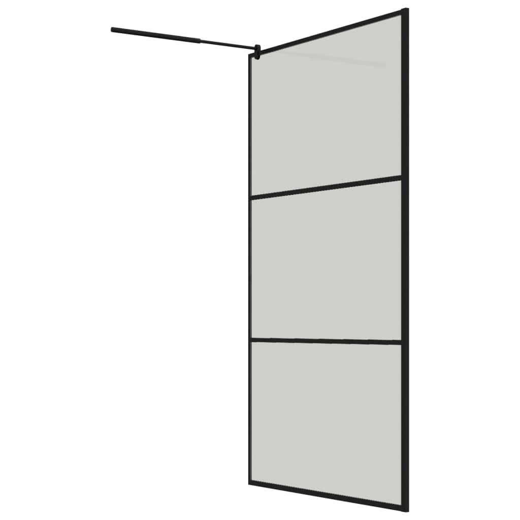 Mampara Ducha con Estante Vidrio ESG y Aluminio Negro 115x195cm, Mampara Bañera, Mampara Baño Ducha, Cabina De Ducha, Mampara Baño - SPU:3185485