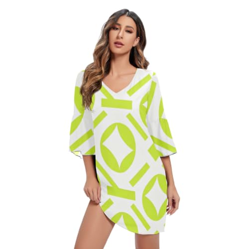 Robe en mousseline col en V vert citron idéale pour un mariage estival