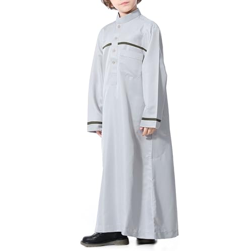 Boys Muslim Thobe Islamic Arabic Kaftan Button 𝐑obe Long Sleeve Middle East Prayer Dress Teen Kids Muslim Prayer 𝐑obe