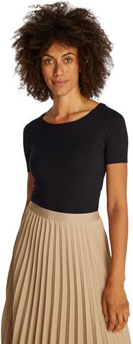 Tommy Hilfiger Damen T-Shirt Kurzarm 5X2 Rib Slim Fit, Schwarz (Black), XXXL – Ansicht 1