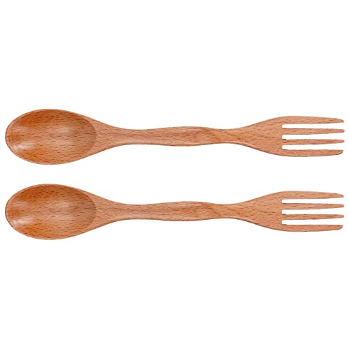 Fourchette à cuillère en hêtre, résistance à la chaleur en bois naturel biologique Cuillère à fourchette en bois de hêtre naturel robuste pour la navigation de plaisance pour les déjeuners Cover