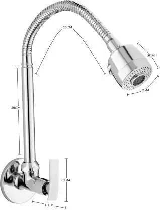 SPAZIO Pulse Flexo Sink Cock/Sink Faucet with Swivel Shower Spout - Flxo Play with 360 Degree Revolving Hose, Dual Flow Type Hot/Cold Water Tap with Wall Flange