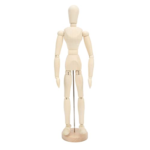 QANYEGN 16in Wooden Mannequin, Flexible Body Joints Mannequin Figure, Drawing Moveable Figure Model with Stand for Home Decorations