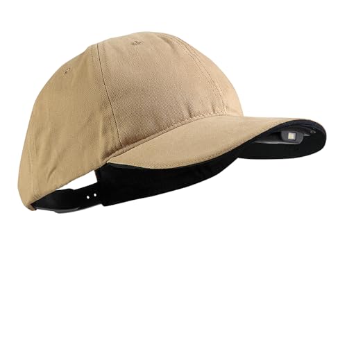 LED Hat Light - POWERCAP Baseball Cap with Light Built in - LED Cap Visor Light with Bright Headlight and IPX4 Rating (2.5 Unstructured Khaki)