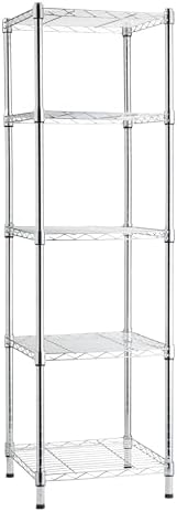 Amazon Basics 5-Shelf Tower Adjustable Storage Shelving Unit, Chr...