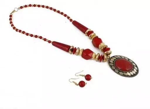 COSMOS SYSTEMS Tibetan Handmade Red Beads Necklace with Earrings for Girls & Women (B0CLRQBZ43) Amazon Price History, Amazon Price Tracker