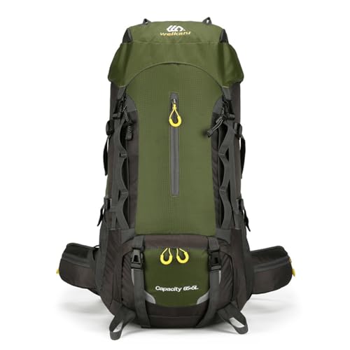Fuchooky Mochila de montañismo de 70 l A LAS A LAS CAPLETAS Bolsa de viaje de campamento de deportes al aire libre. (Green)