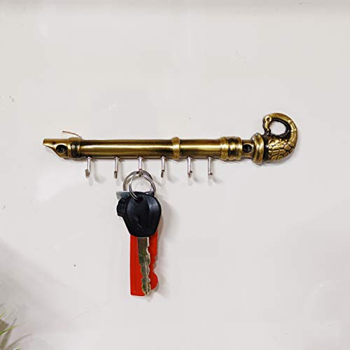 Image of KridayKraft Metal Peacock Flute Key Holder Decorative for Wall and Gift for Have House Warming Anniversaries, Birthday, Wedding Gifts, Return Gifts, Corporation Gifts...
