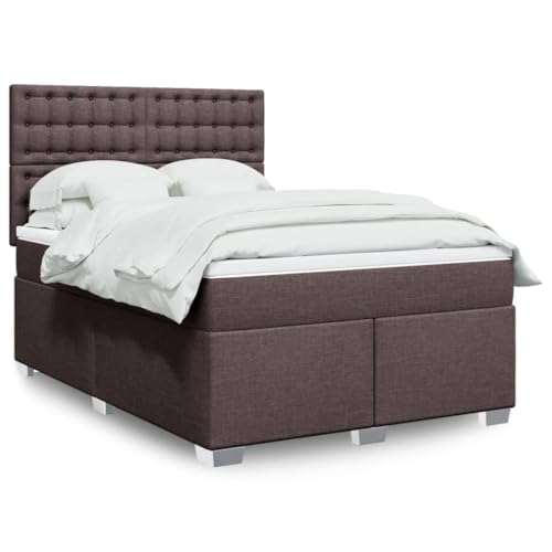 Juroupi Cama Box Spring con colchón Cama con colchon Estructura Cama Base de Cama somier Tela marrón Oscuro 140x190 cm - 3292800
