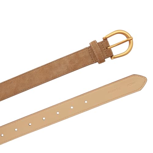 Women's Suede Belt for Jeans Dresses Pants Fashion Ladies Genuine Leather Belt with Gold Buckle3