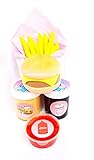 Hamburger & Fries DIY Scented Slime Kit for Kids Ages 8+ – Fast Food Takeout Sensory Toy with Clay Burger, Ketchup Slime & Cherry Cola Slime – Hoshimi Slimes