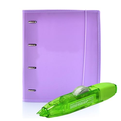 Office box - Pacote de volta ao cole: Pasta & Block fita de correção R10- A sua pasta completa um corretor recarregável de alta qualidade por um preço único. (Roxo + Corrector R10)