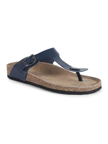 Image of HF JOURNEY Nivera 2.0 Men's Cork Footbed Thong Sandal,Slip On Entry,(Size 41-46) BlackPU, Casual Lounging Slipper, EVA Sole, Flat Heel,Nivera 2.0 - Black (41)