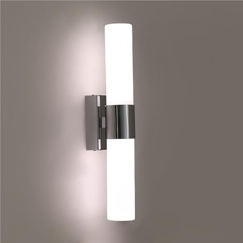 COSRUB Applique da Parete in Vetro Opalino, Lampada da Muro Cilindrica Minimalista Long Tube Luce da Parete Moderna per Interni(Silver(3 modes),42cm/16.54in)
