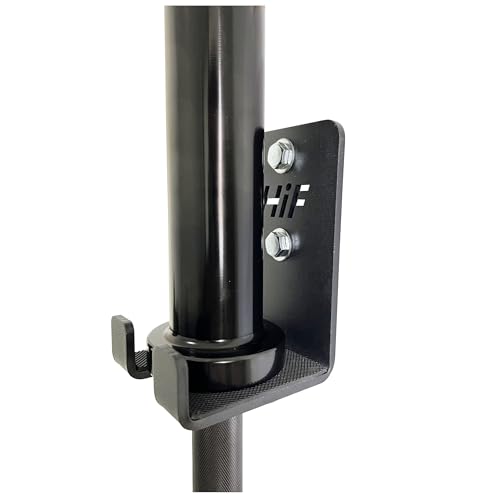 Olympic Barbell Hanger,Garage Gym Bar Wall Rack,Vertical Barbell Mount Rack,Space Saving Commercial or Home Gym Accessory,Holds Under 33mm Bar Size (Black 1 Hook)