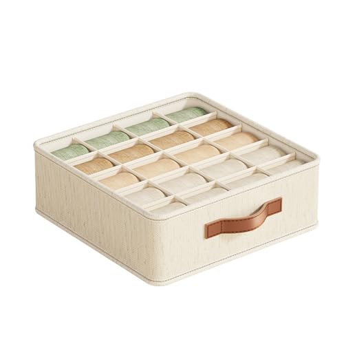 Underwear Organizer for Drawer – 20 Grid Fabric Sock Organizer, Honeycomb Storage Tray for Bras, Panties, Socks, Scarves, Fit Dresser & Closet, Beige