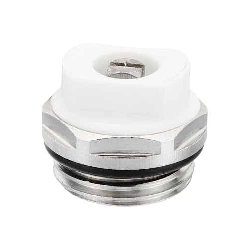 PATIKIL 1/2" BSP Male Thread Manual Radiator Air Vent Plug Valve, Nickel Plated Brass Plug for Radiator Heater Silver White - Image 3