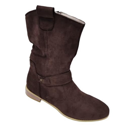 Botines de tacón grueso negro Generisch con cremallera de invierno para moda clásica chic 3