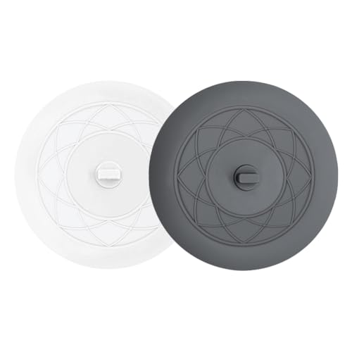 Tub Stopper 2PCS,Bathtub Drain Stopper,6 inches Bathtub Tub Drain Cover Stopper,Silicone Drain Plug Plug,Kitchen Bathroom Hair Water Shower Stopper,Large Bathroom Laundry Accessories (Grey/White)