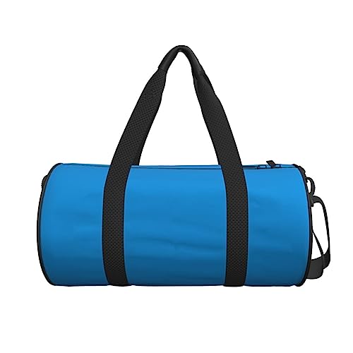 Solid Color Blue* Round Large Capacity Foldable Duffel Bag For Women Men, Gym Tote, Sports Duffel.2