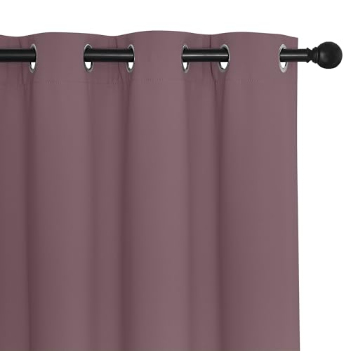 NICETOWN Room Divider Curtain 132 Inches Long, Wide Blackout Sliding Door Curtain for Bedroom, Room Darkening Privacy Window Covering for Patio Door (1 Panel Set, Dry Rose, 80 x 132 Inch)