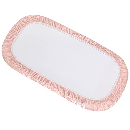 Image of SiinvdaBZX Satin Bassinet Sheets for Baby Girl, Pink | Silk-Like Soft Bassinet Fitted Sheets for Hourglass, Oval & Rectangular Bassinet Mattress