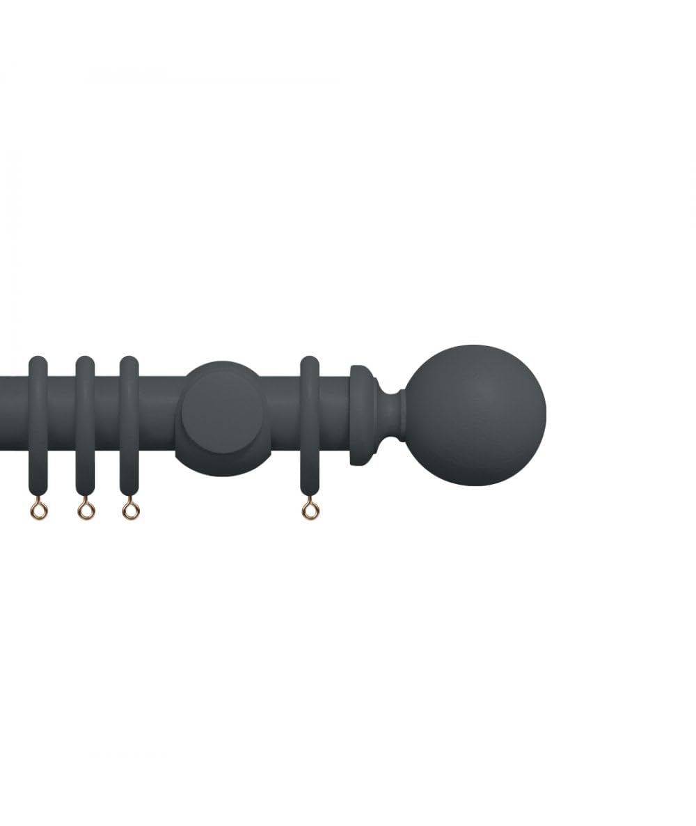 Premium 35mm Wooden Curtain Pole Set - Slate Grey 50cm