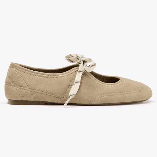 Lace up Ballet Flats for Women Round Toe Cute Slip on Soft Mary Jane Flats Casual Ballerina Shoes3