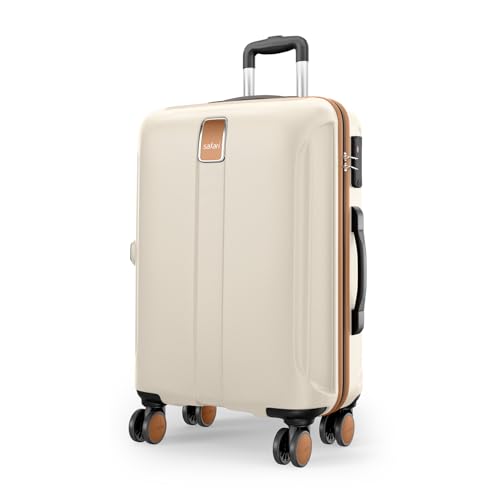 Image of Safari Thorium Royale 8 Wheels 77cm Large Size Trolley Bag Hard Case Checkin Polycarbonate Luggage, TSA Lock, Wet Pouch Organized Interior, Suitcase for Travel, Trolley Bags for Travel, Vanilla Tan