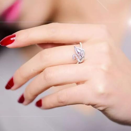 SilverDia 2 Ct Marquise Swan Diamond Delicate Bird Inspire Solitaire Bezel Bridal Engagement Ring For Women 14K White Gold Plated Minimalist Silver Or Gold Ring 925 Sterling Silver Handmade Ring Gift2