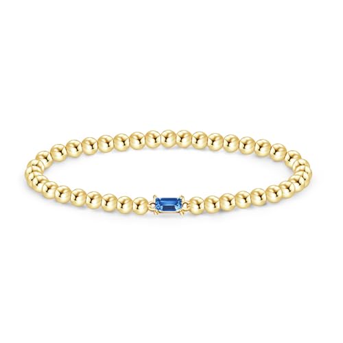 Free bird Birthstone Beaded Bracelet for Women Dainty 14K Gold Plated Stretchable Beaded Bracelet Hypoallergenic Waterproof Trendy Stackable Bracelet Birthstone Jewelry Gift for Birthday Christmas Valentine's Day
