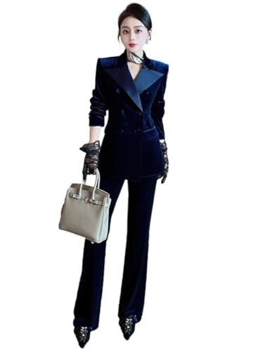 Women's Double Breasted Suit Velvet Tuxedos 2 Pieces Daily Christmas Jacket + Pants