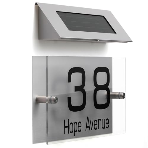 EXCEART Lampe Solaire pour Numéro de Maison LED Bicolore Plaque Adresse Extérieure Étanche Éclairage Mural Solaire pour Porte et Jardin