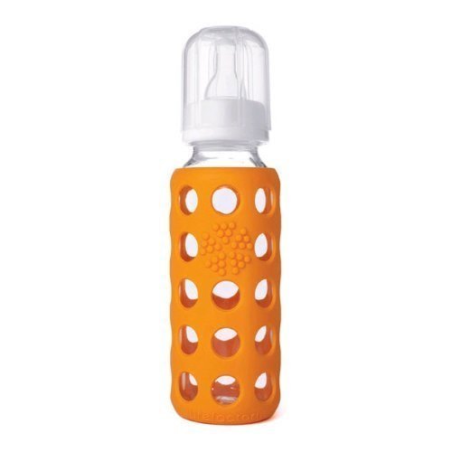 LifefactoryGlass Baby Bottle w/ Silicone Sleeve :: Orange 9oz.