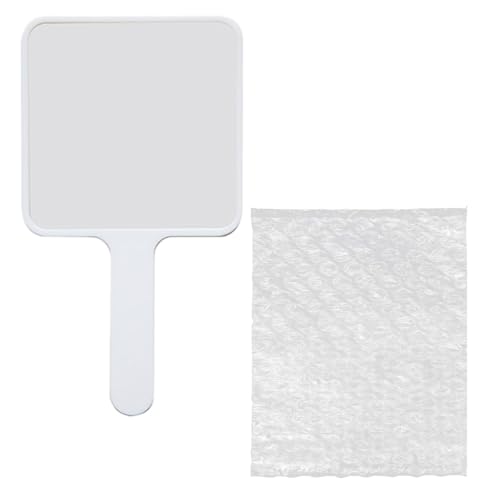1 Pezzi Grande specchio a mano con comoda maniglia, grande specchio portatile per barbieri, parrucchieri, studi dentistici, per tagliare i capelli e applicare il trucco,bianco