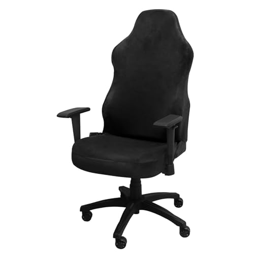 ZRCYXDW Gaming Chair Cover Stretch, Velvet Computer Chair Slipcover Soft with Armrest Covers Removable Gaming Chair Slipcover Washable for Computer Chair Gaming Chair-Black-Large