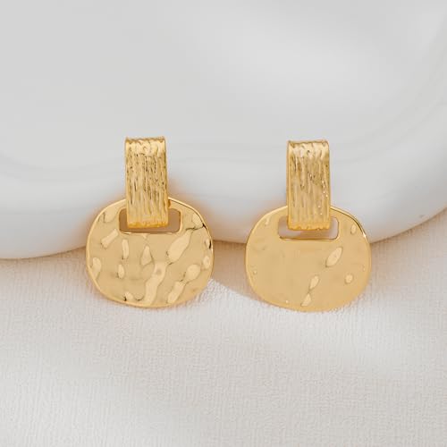 MUYAN Gold and Silver Boho Hammered Dangling Earrings for Women Modern Statement Finish Dangle Drop Earrings Jewelry 5